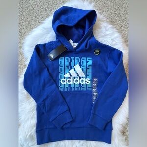 Adidas Size 8 (S) Kids Royal Blue Graphic Hoodie w/ Glow in the Dark Feature
